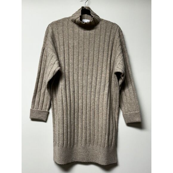 TOPSHOP Boxy Ribbed Funnel Neck Dolman Sleeve Sweater Dress, Mushroom, Sz 0-2 - Picture 3 of 15